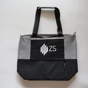 ZS Gray Black Large Cooler Bag Top Zipper Closure